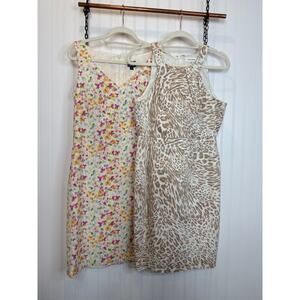 Calvin Klein Leopard Print Bodycon Dress & New Frontier Floral Dress Bundle Sz 8